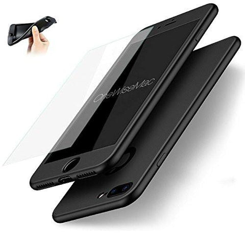 360° Silicone Case + Glass [Black] for iPhone 6 Plus / 6s Plus