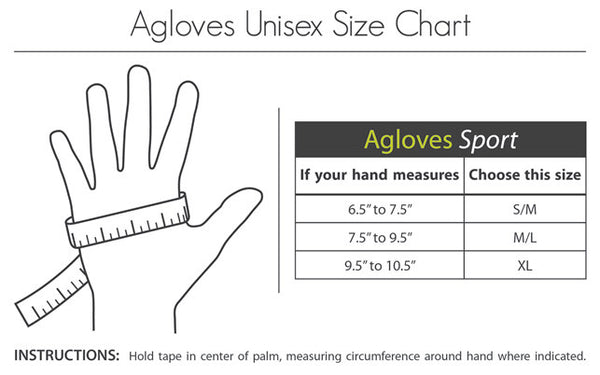 Agloves Sport Unisex Touchscreen Gloves - Size Guide