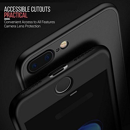 360° Silicone Case + Glass [Black] for iPhone 6 Plus / 6s Plus
